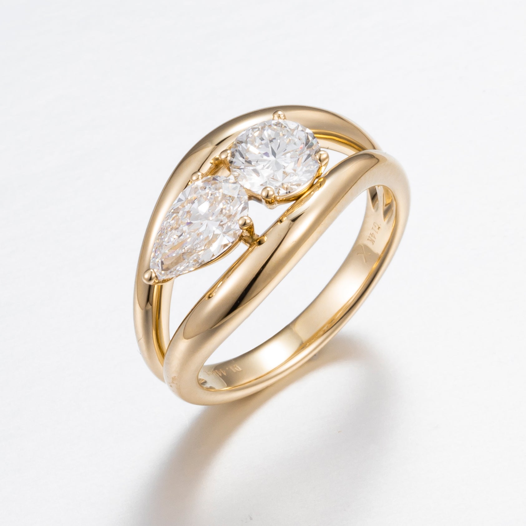Toi & Moi Solitaire with Split Shank Lab-Created Diamond Engagement Ring, 14K Gold