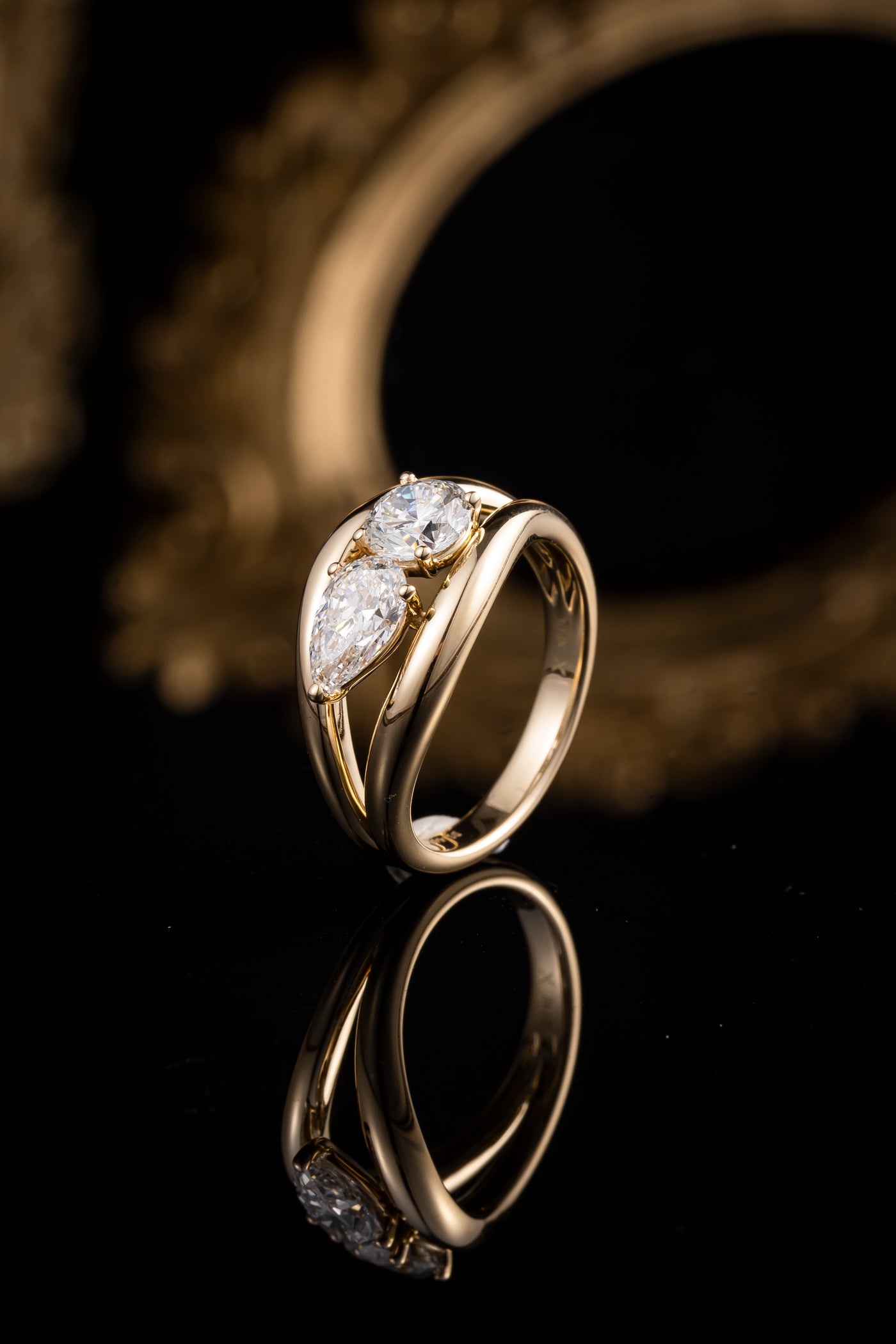 Toi & Moi Solitaire with Split Shank Lab-Created Diamond Engagement Ring, 14K Gold