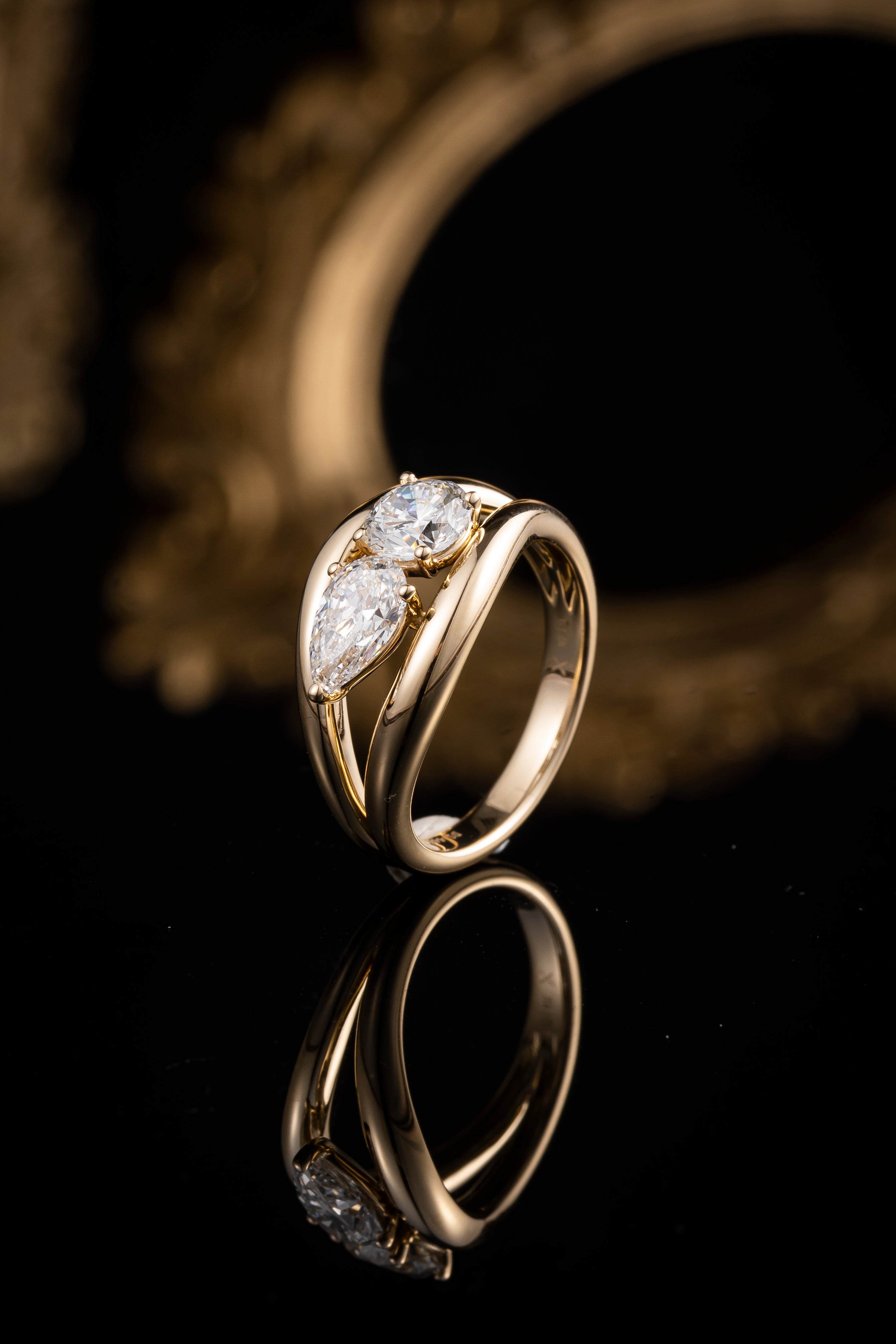 Toi & Moi Solitaire with Split Shank Lab-Created Diamond Engagement Ring, 14K Gold