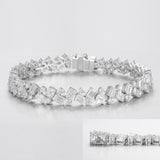 Emerald and Round Mixed Inlay Lab-Created Diamond Bracelet, Platinum