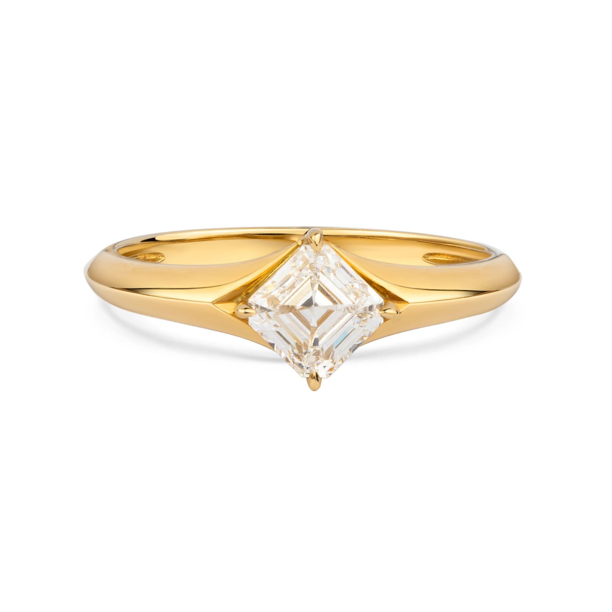 14金イエローゴールド アッシャーカット NSEWラボグロウンダイヤモンド エンゲージメントリング