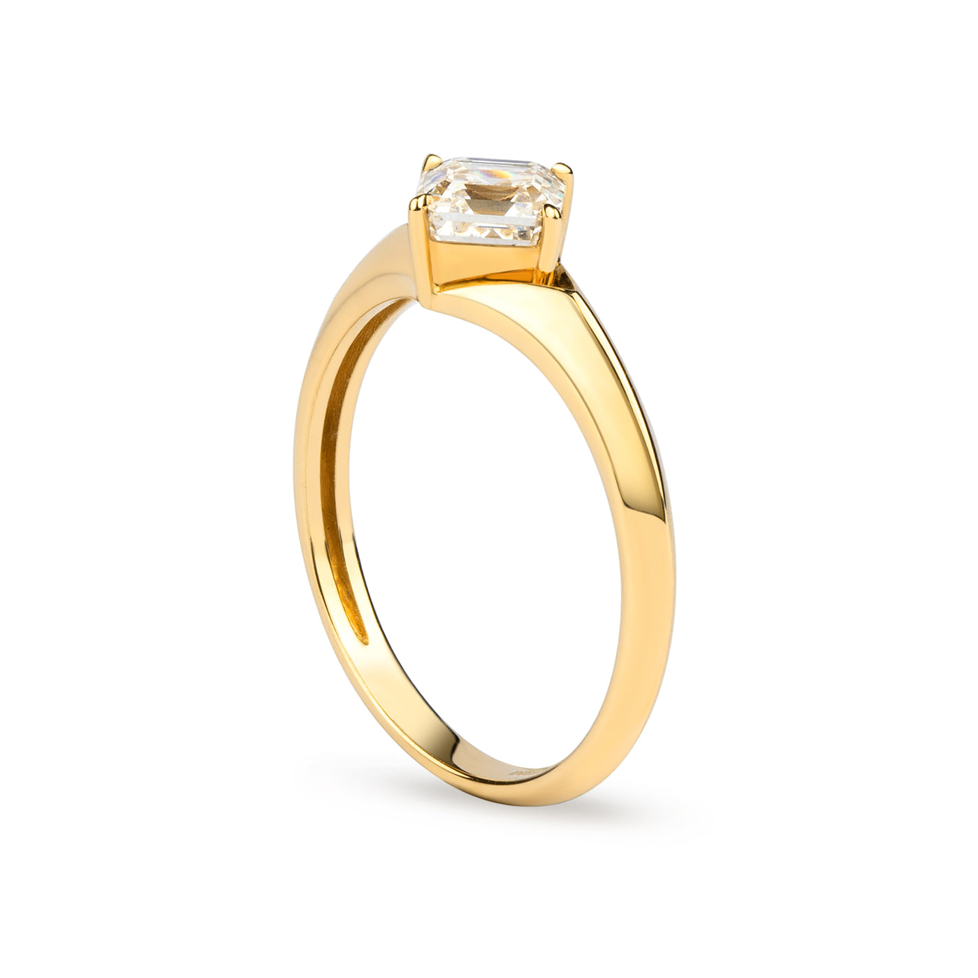 14K Yellow Gold Asscher NSEW Lab Diamond Engagement Ring