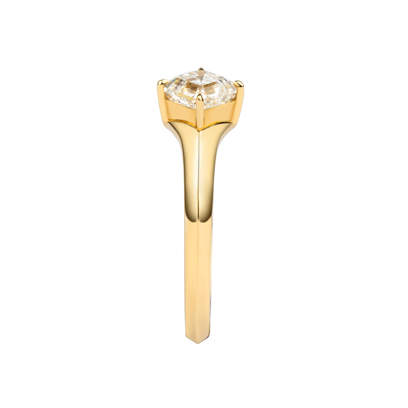 14K Yellow Gold Asscher NSEW Lab Diamond Engagement Ring