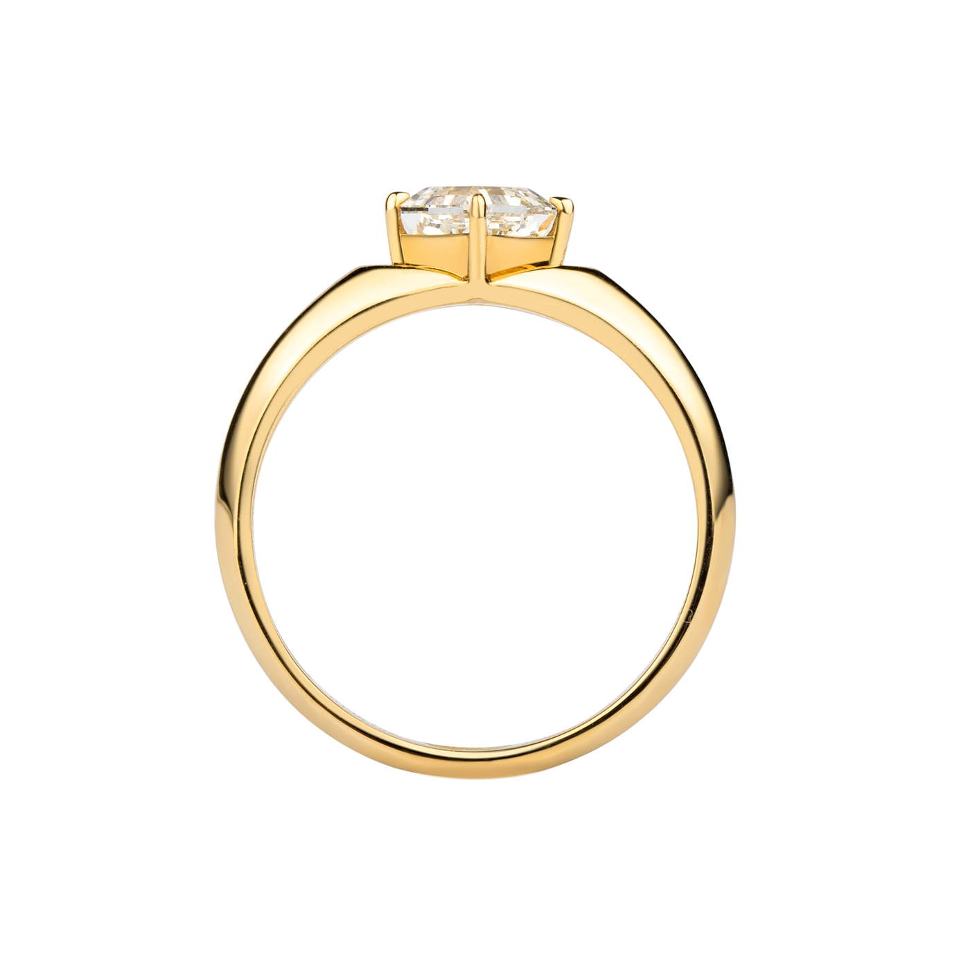 14K Yellow Gold Asscher NSEW Lab Diamond Engagement Ring