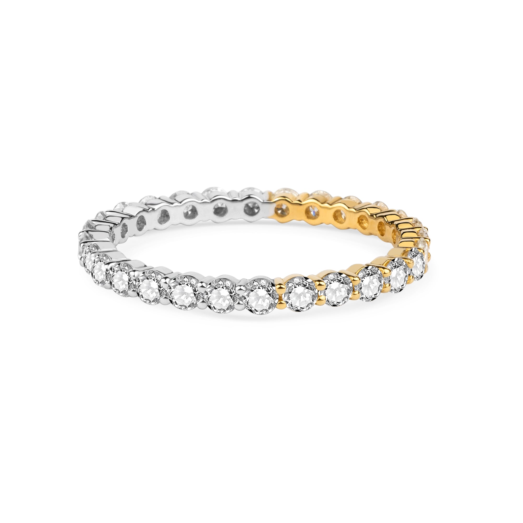 ラウンド型ラボグロウンダイアモンドリング　18Kホワイト＆イエローゴールド