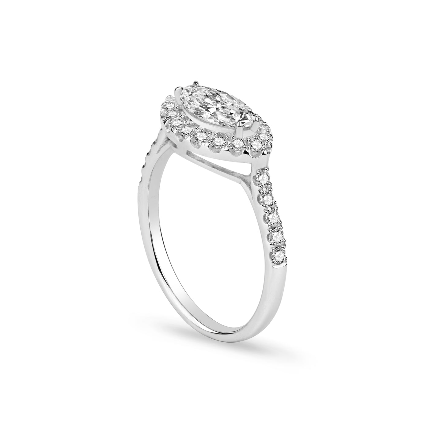 Platinum Marquise Halo Pavé Lab Diamond Engagement Ring