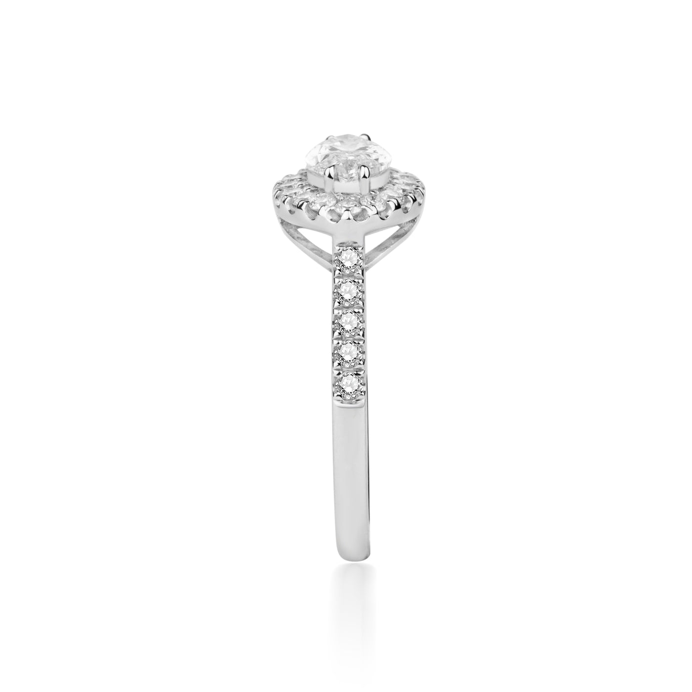 Platinum Marquise Halo Pavé Lab Diamond Engagement Ring