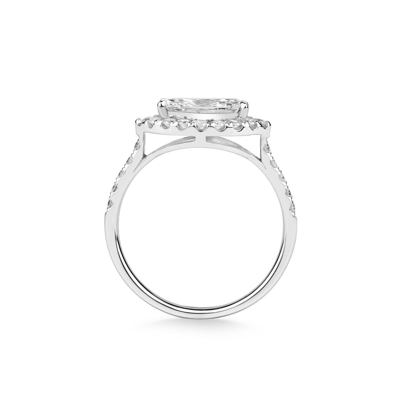 Platinum Marquise Halo Pavé Lab Diamond Engagement Ring