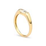 Half Bezel Lab Diamond Ring with Marquise Shape in 14K Yellow Gold