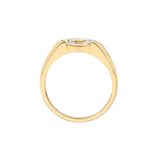 Half Bezel Lab Diamond Ring with Marquise Shape in 14K Yellow Gold