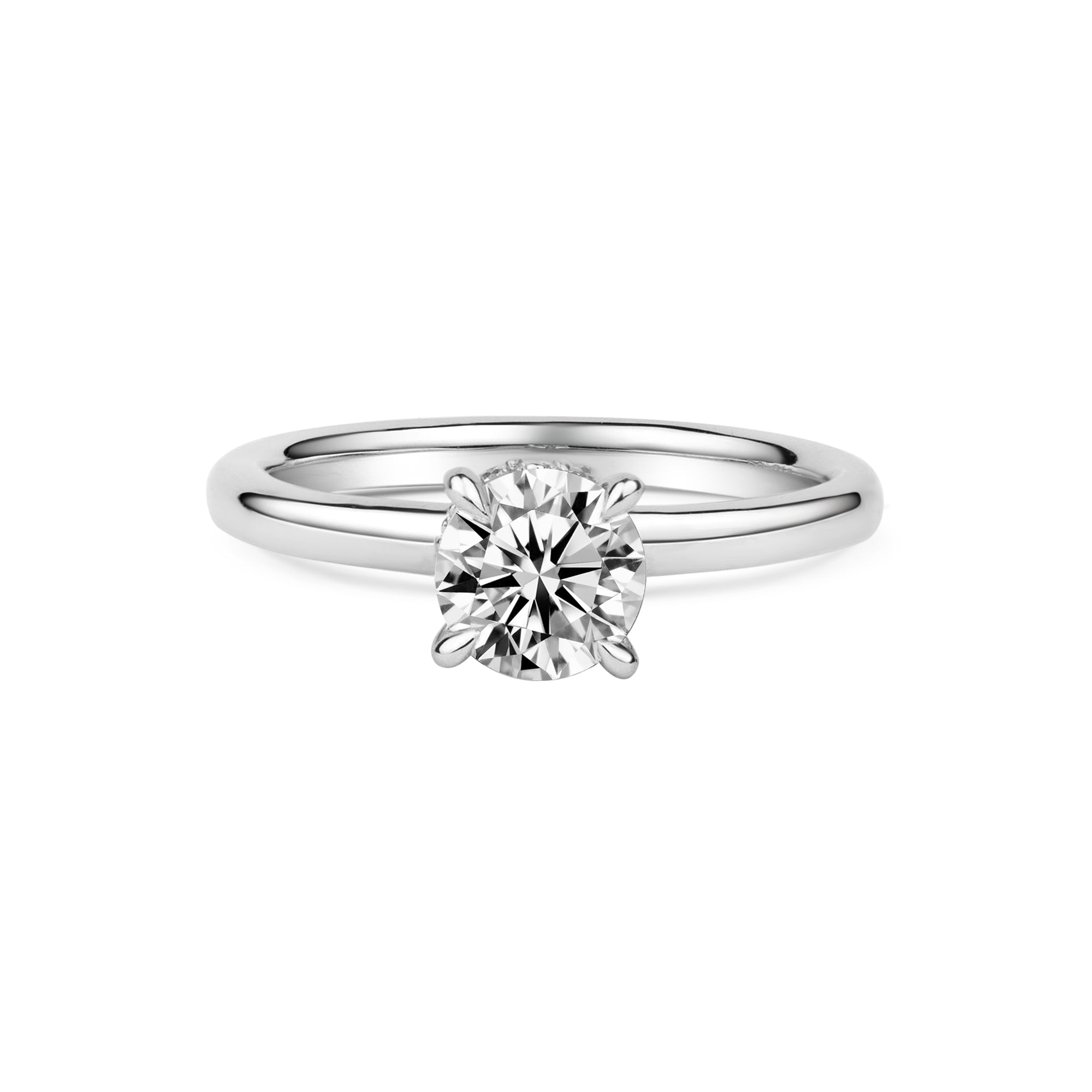 Solitaire Lab-Created Diamond Engagement Ring with Prong + Bezel Setting