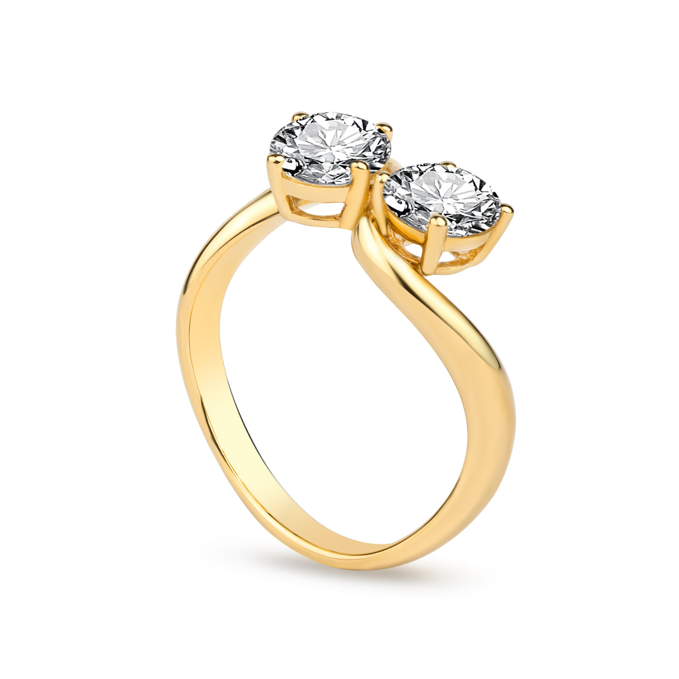 Toi et Moi Lab-Created Diamond Engagement Ring with Oval & Pear Shapes in 14K Yellow Gold