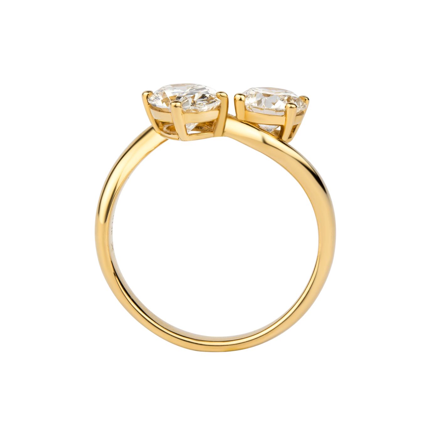 Toi et Moi Lab-Created Diamond Engagement Ring with Oval & Pear Shapes in 14K Yellow Gold