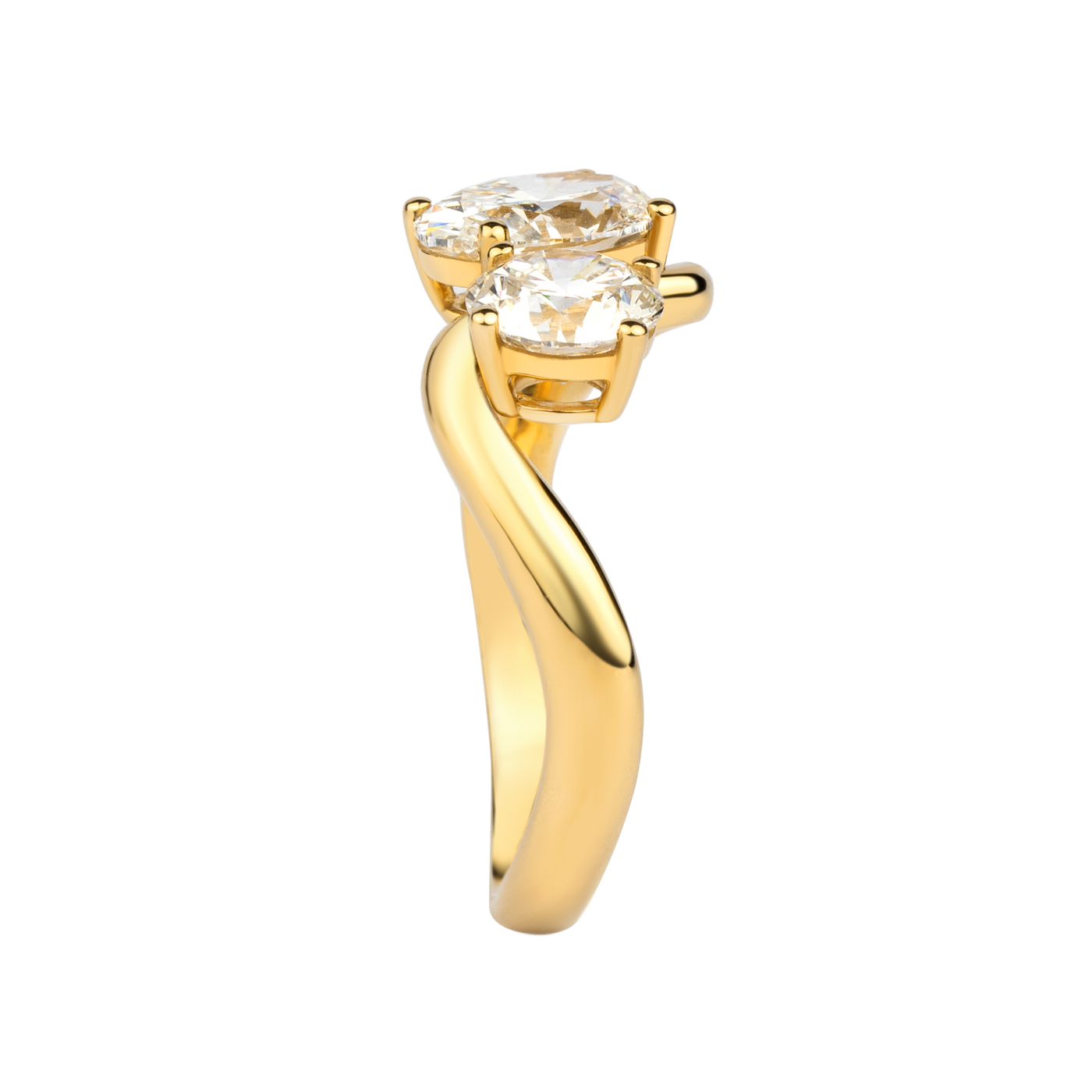 Toi et Moi Lab-Created Diamond Engagement Ring with Oval & Pear Shapes in 14K Yellow Gold
