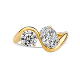Toi et Moi Lab-Created Diamond Engagement Ring with Oval & Pear Shapes in 14K Yellow Gold