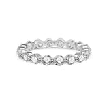 Anillo de boda compartido con diamante de laboratorio de una sola punta y forma redonda en platino blanco.