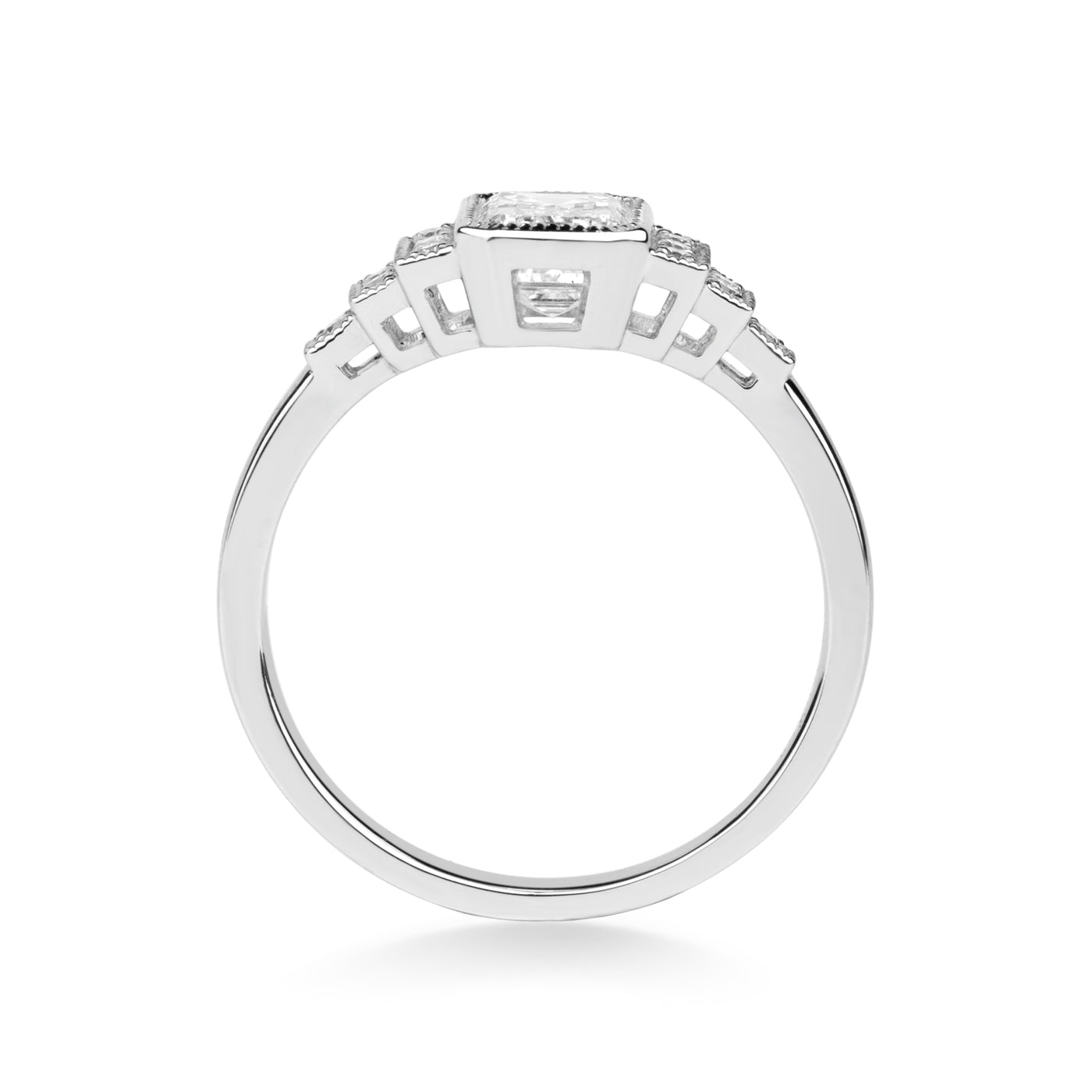 Emerald Pavé Lab Diamond Engagement Ring in Platinum