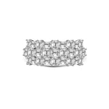 Emerald-Cut Lab-Created Diamond Cluster Ring in 14K White Gold