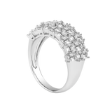 Emerald-Cut Lab-Created Diamond Cluster Ring in 14K White Gold