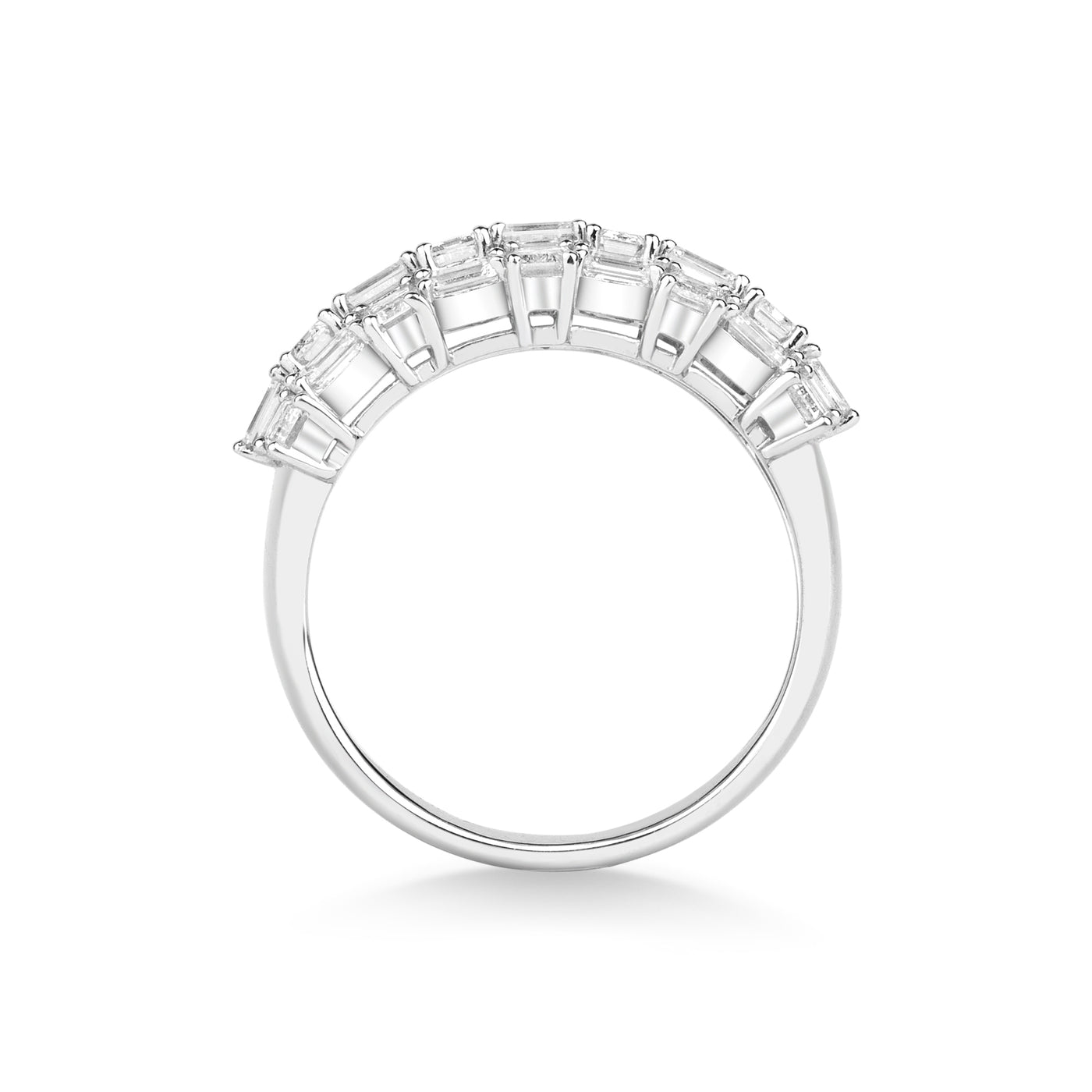 Emerald-Cut Lab-Created Diamond Cluster Ring in 14K White Gold