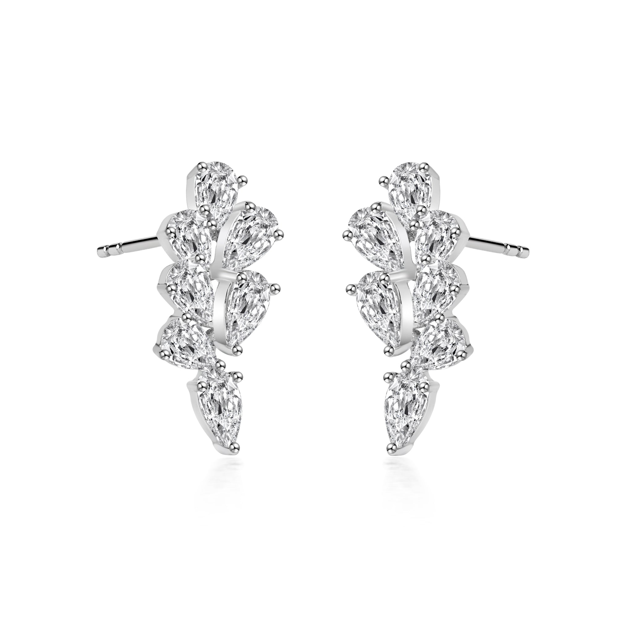 リーフ型ラボグロウンダイアモンドスタッドピアス　ホワイトプラチナ