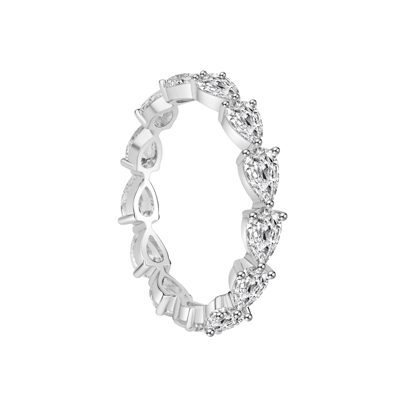 Platinum Pear Shared-Prong Lab Diamond Ring