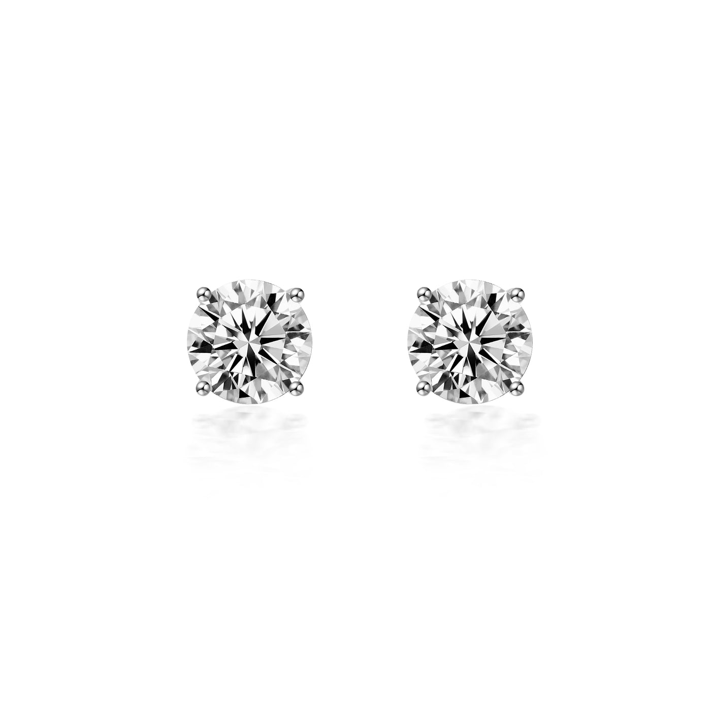 4-Prongs Lab Diamond Stud Earring with Round Shape in White