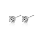 4-Prongs Lab Diamond Stud Earring with Round Shape in White