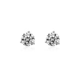 3-Prongs Lab Diamond Stud Earring with Round Shape in White