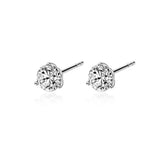 3-Prongs Lab Diamond Stud Earring with Round Shape in White