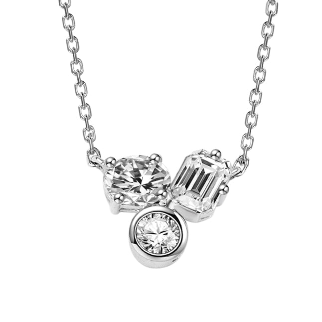 Multi-shaped Lab Diamond Necklace in 14K White Gold