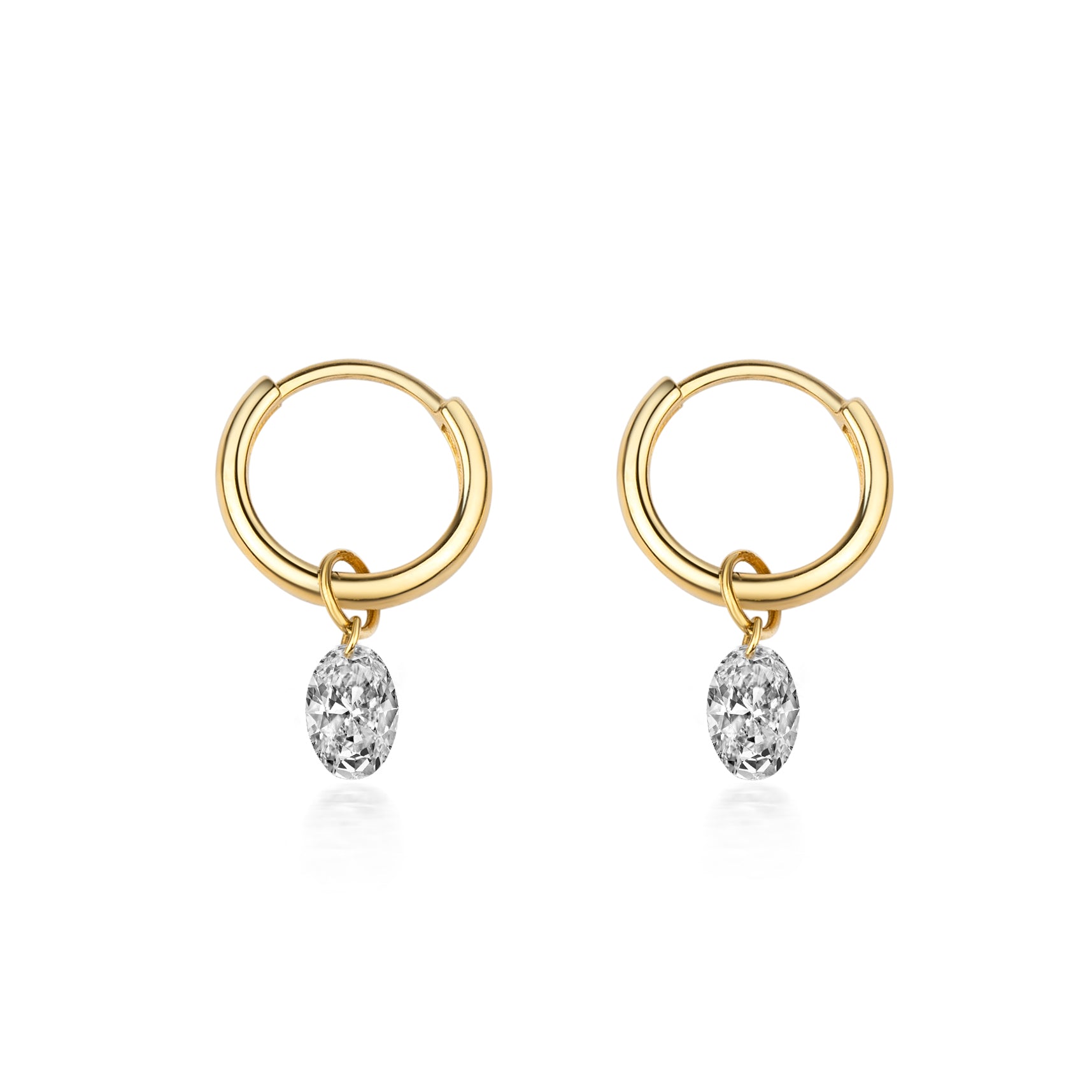 Lab Diamond Drop Earring with Oval Shape in 14K Yellow Gold