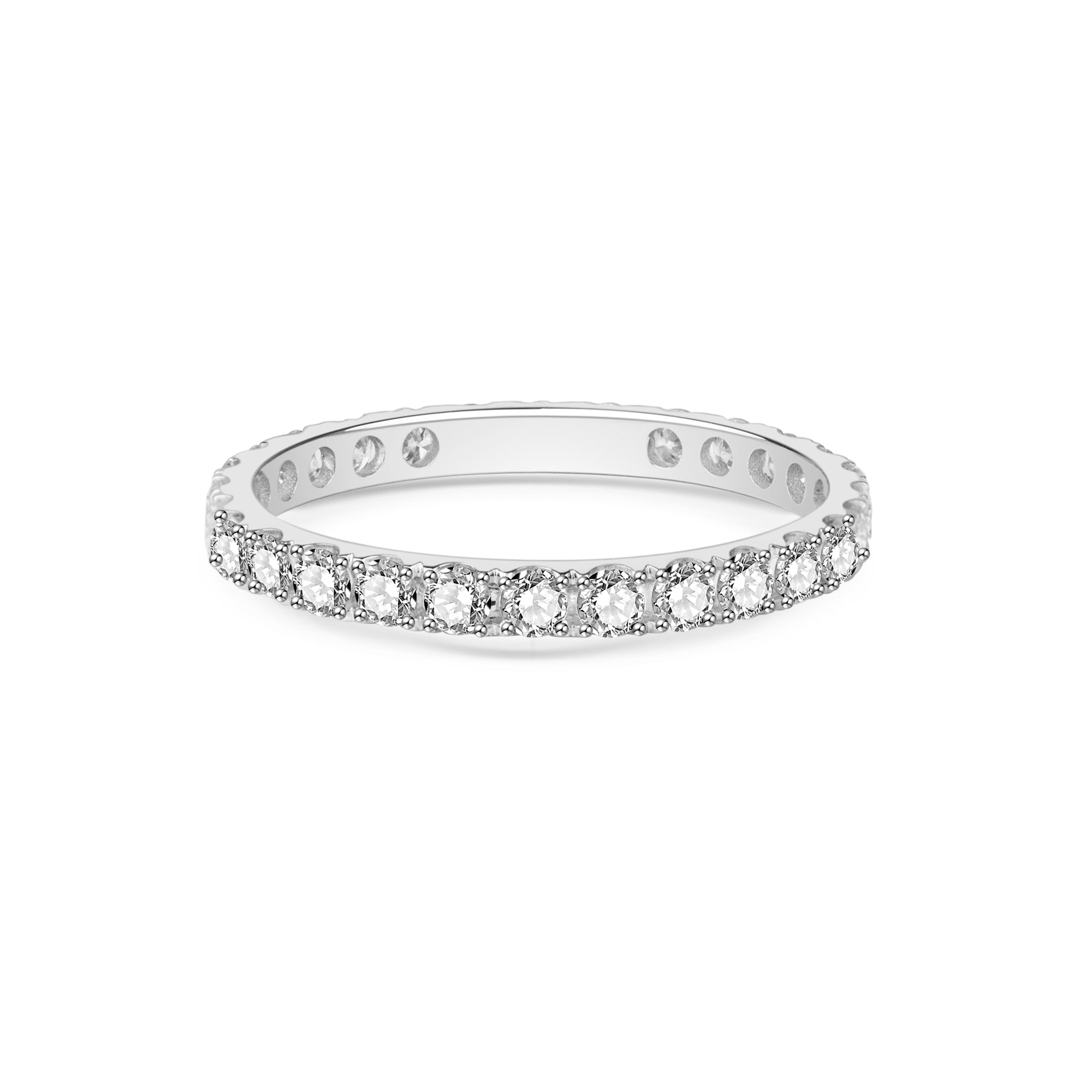 Platinum Lab-Grown Diamond Ring with Round Cut and Shared Prong Setting