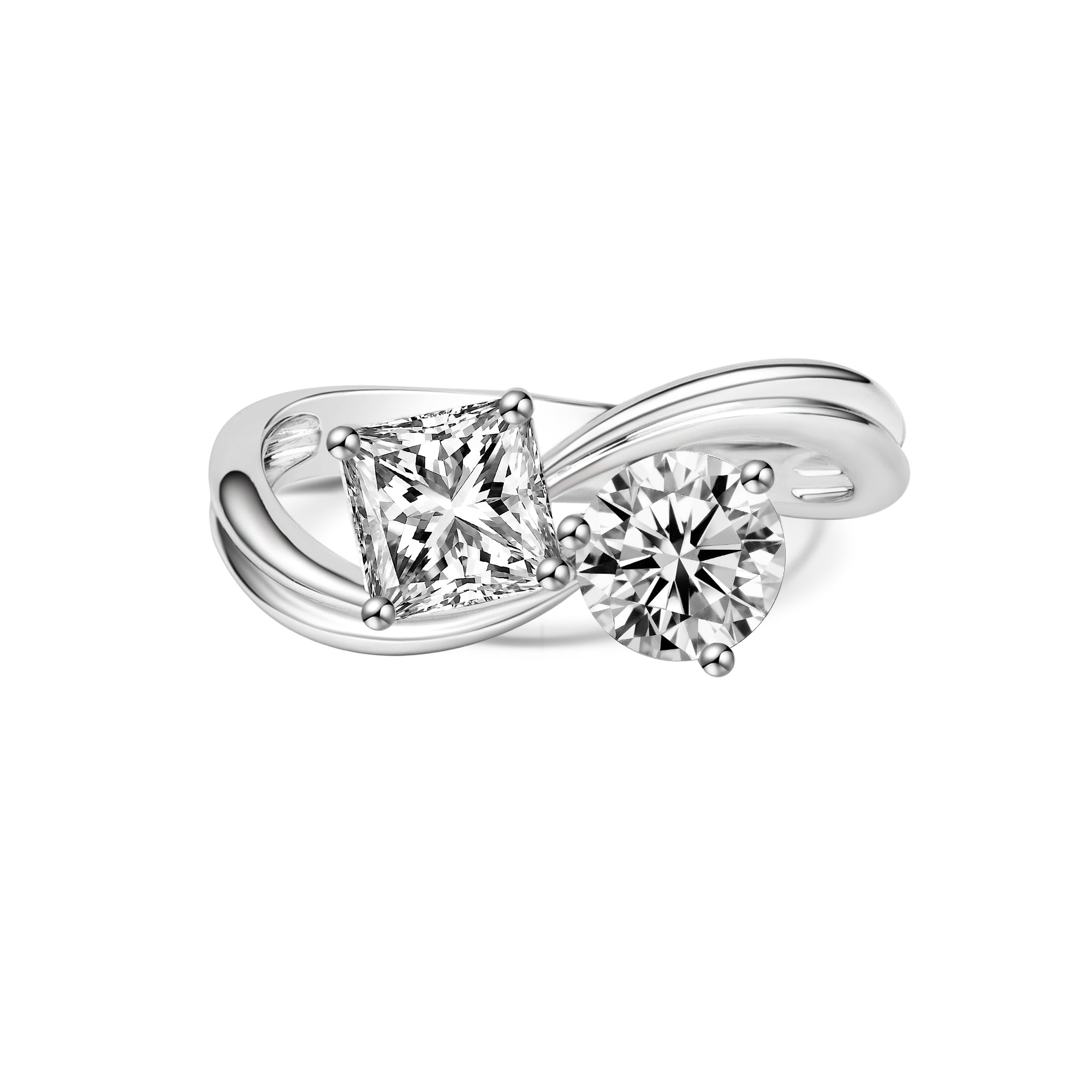 Toi & Moi Lab Diamond Engagement Ring in White Platinum