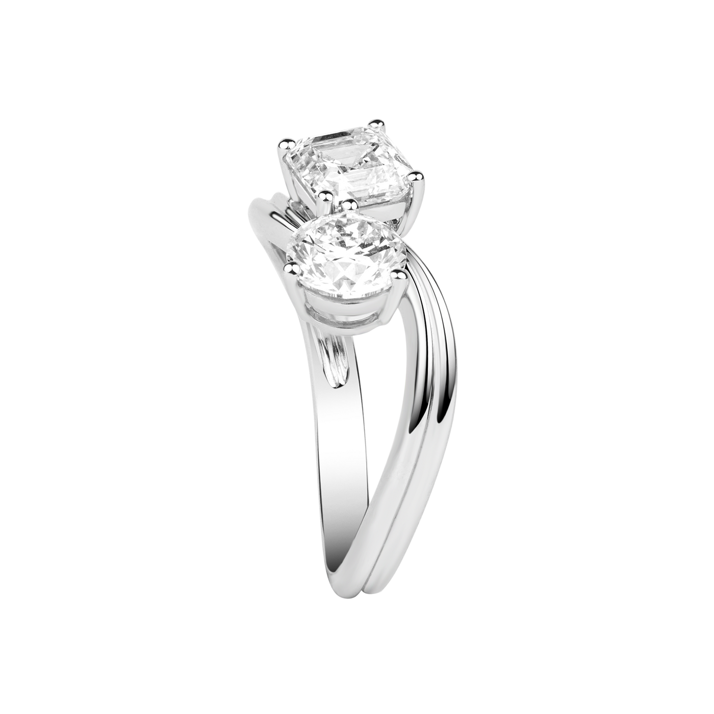 Toi & Moi Lab Diamond Engagement Ring in White Platinum