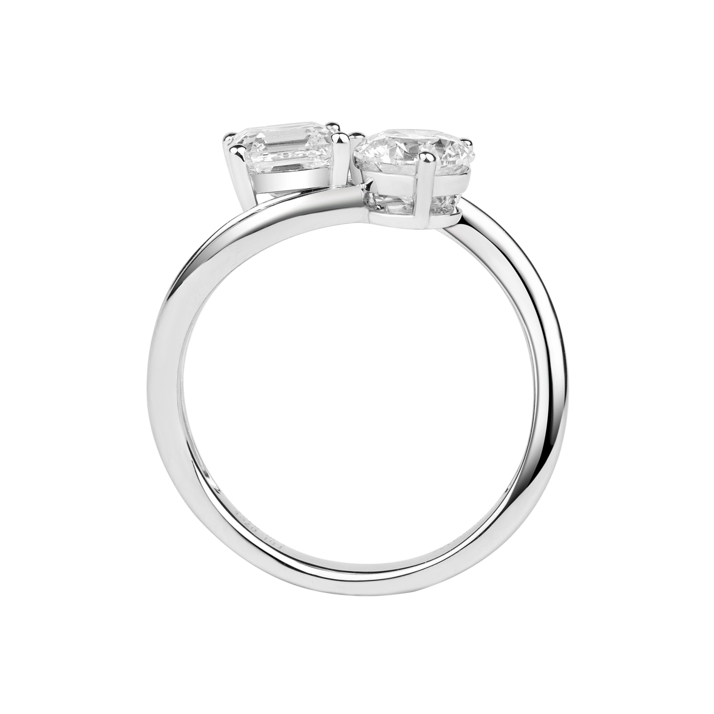 Toi & Moi Lab Diamond Engagement Ring in White Platinum