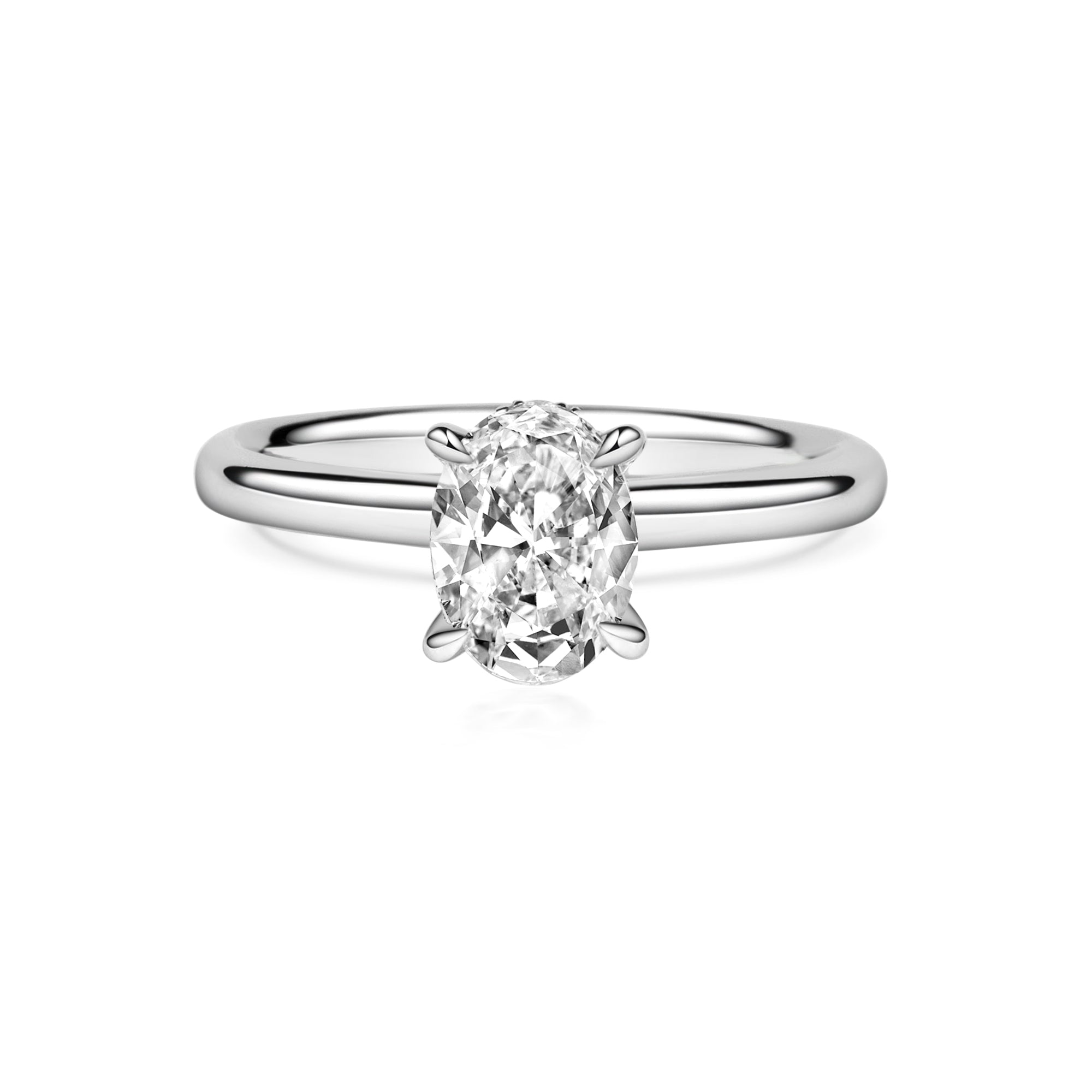 Oval Lab-Created Diamond Halo Engagement Ring in Platinum