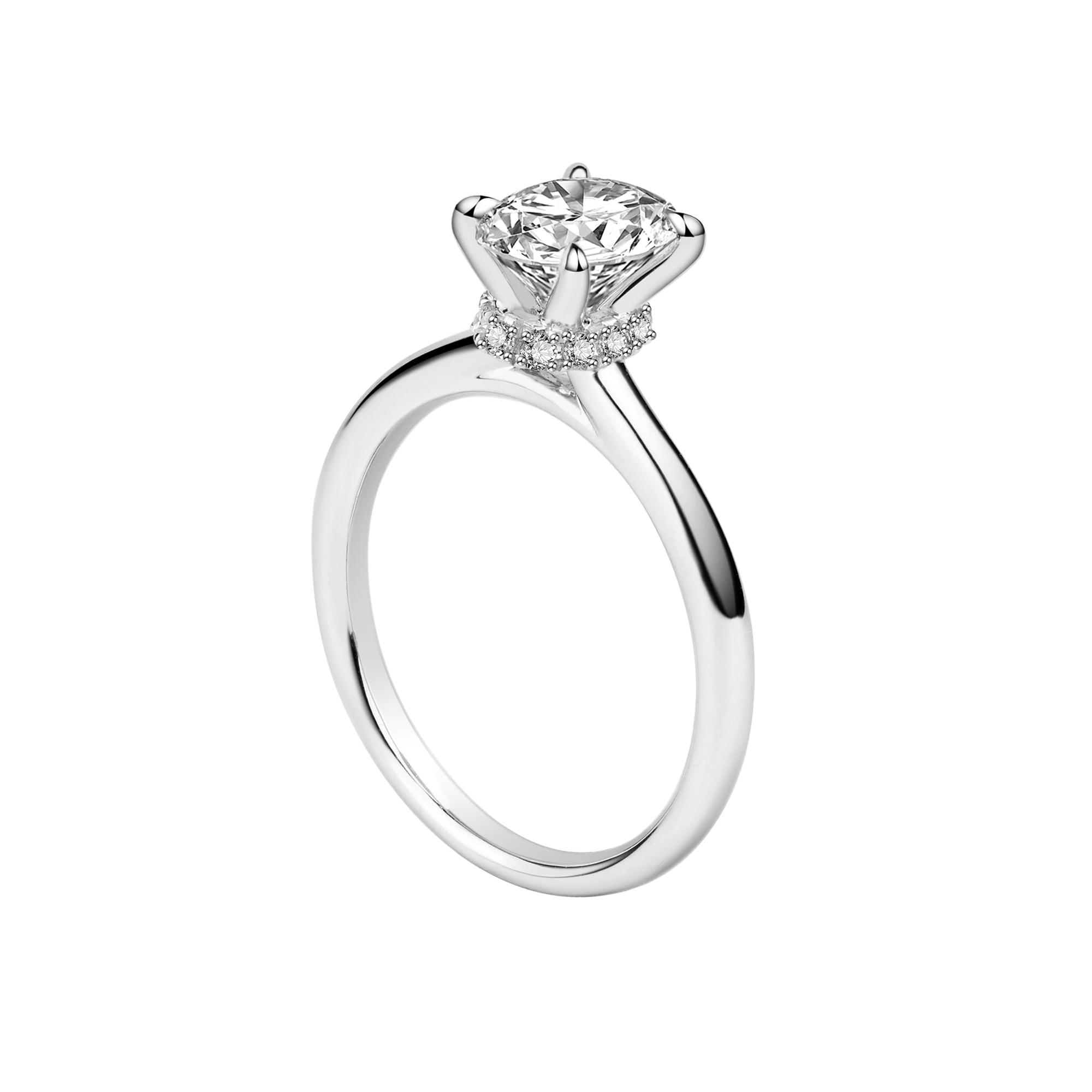 Oval Lab-Created Diamond Halo Engagement Ring in Platinum