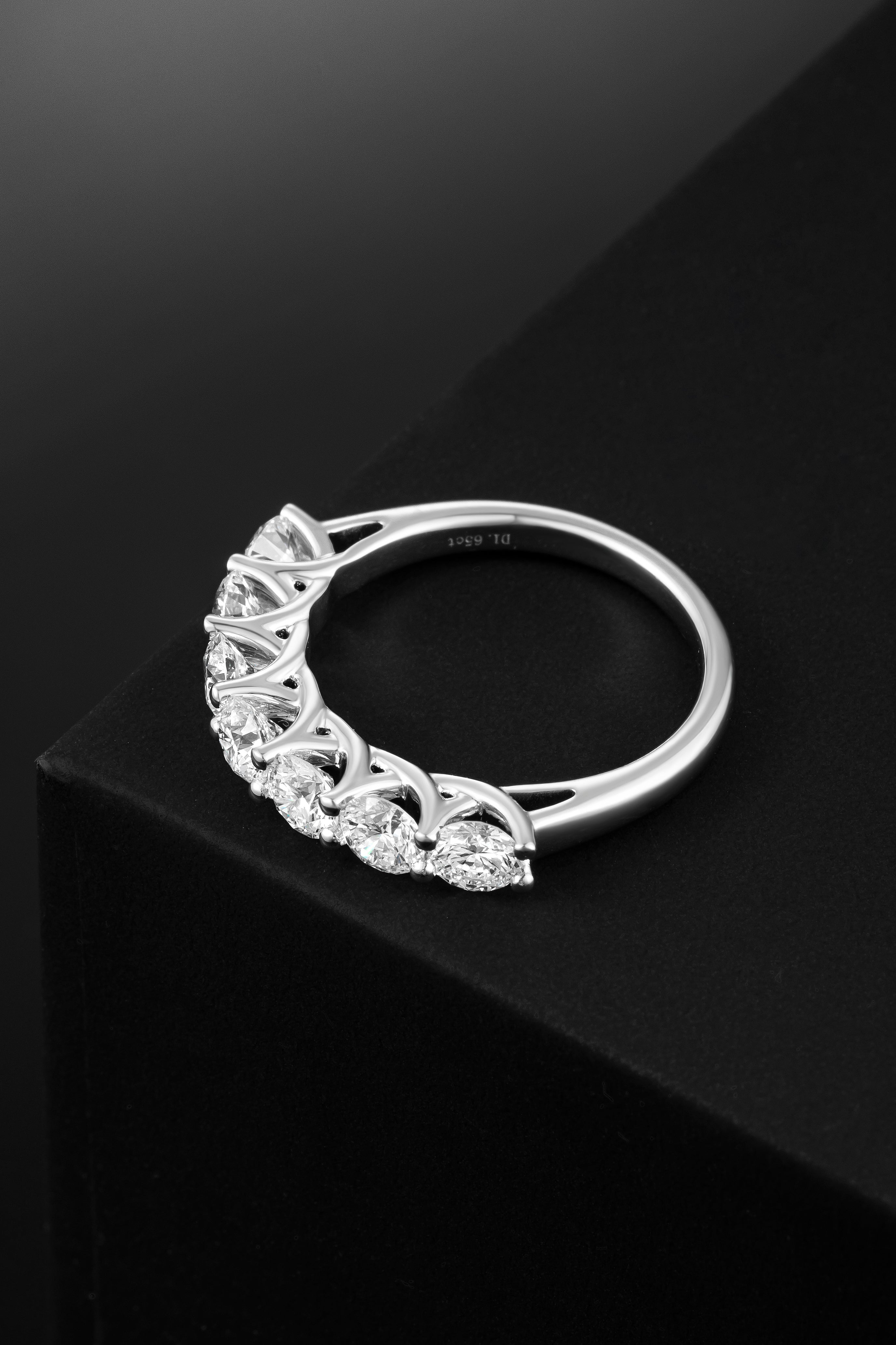 Round Lab-Created Diamond with Shared Prong Setting Ring, 18K White