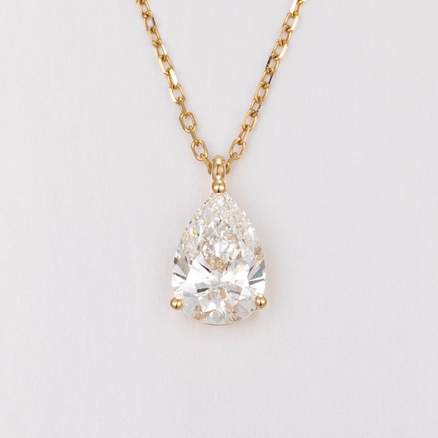 Pear Solitaire Lab-Created Diamond Necklace, 14K Gold