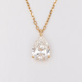 Pear Solitaire Lab-Created Diamond Necklace, 14K Gold