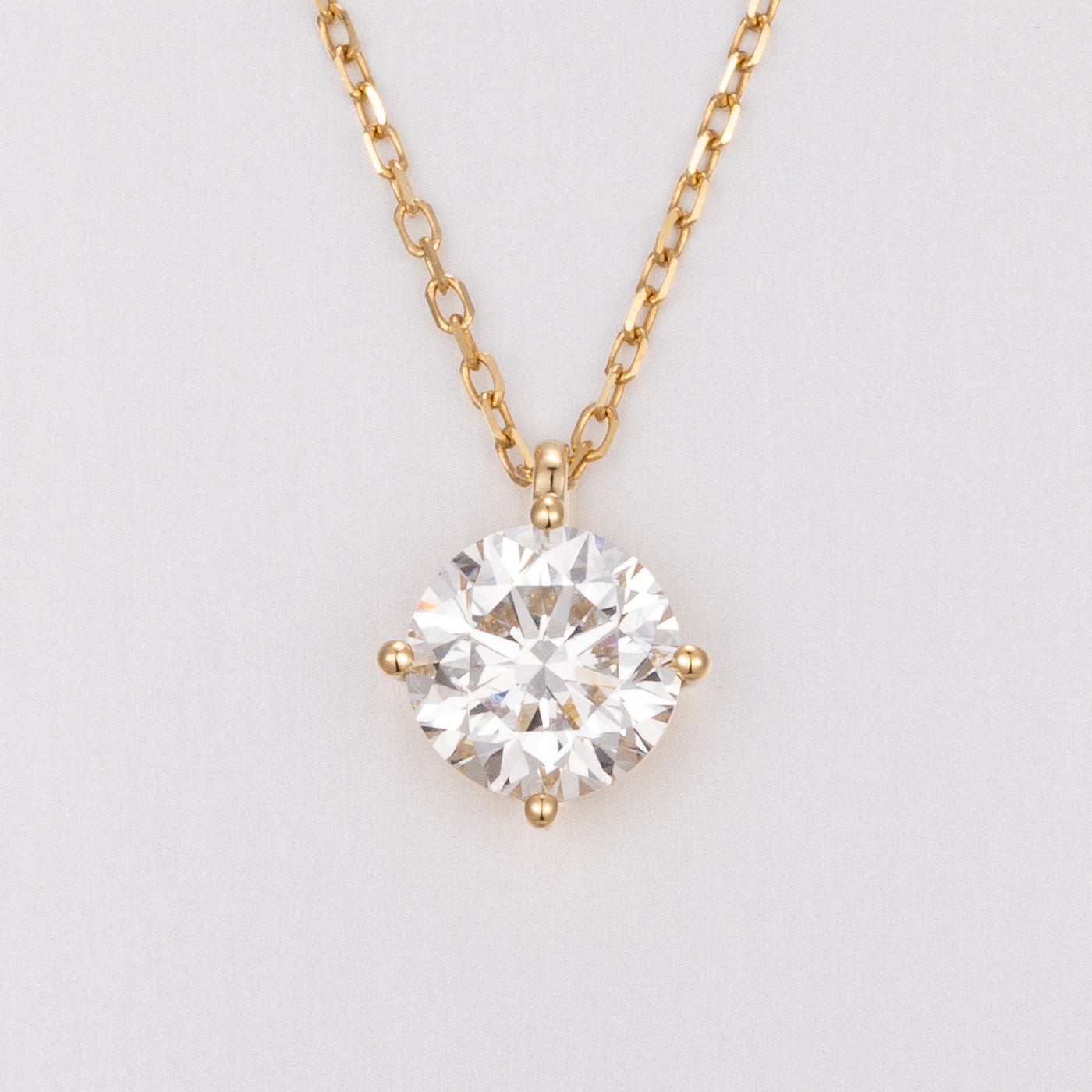 Round NSEW with Prongs Lab-Created Diamond Necklace, 14K Gold