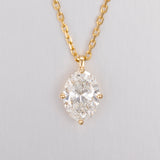 Oval Solitaire Lab-Created Diamond Necklace, 14K Gold