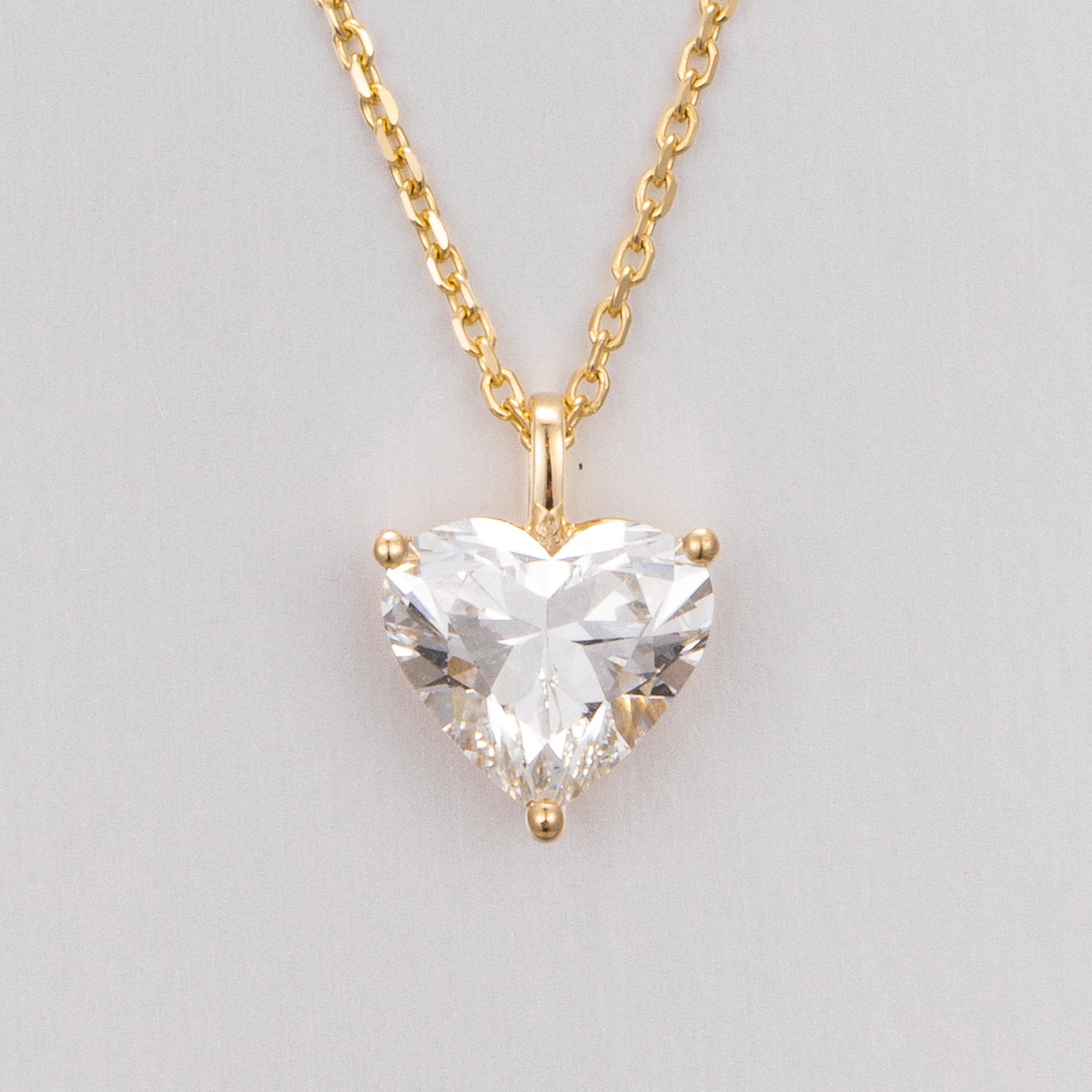 Heart Solitaire Lab-Created Diamond Necklace, 14K Gold