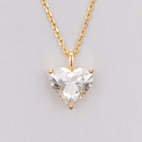 Heart Solitaire Lab-Created Diamond Necklace, 14K Gold