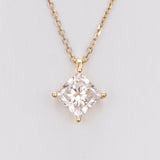 Princess Solitaire Lab-Created Diamond Necklace, 14K Gold