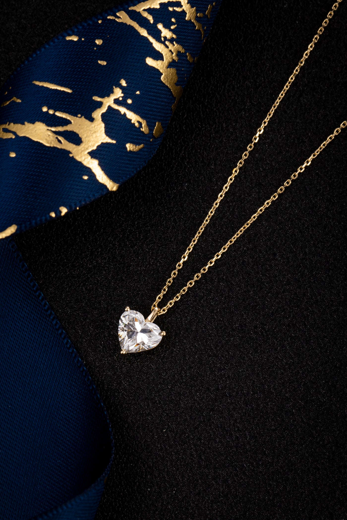 Heart Solitaire Lab-Created Diamond Necklace, 14K Gold