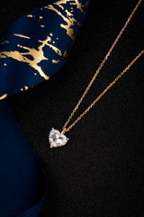 Heart Solitaire Lab-Created Diamond Necklace, 14K Gold