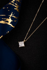 Princess Solitaire Lab-Created Diamond Necklace, 14K Gold