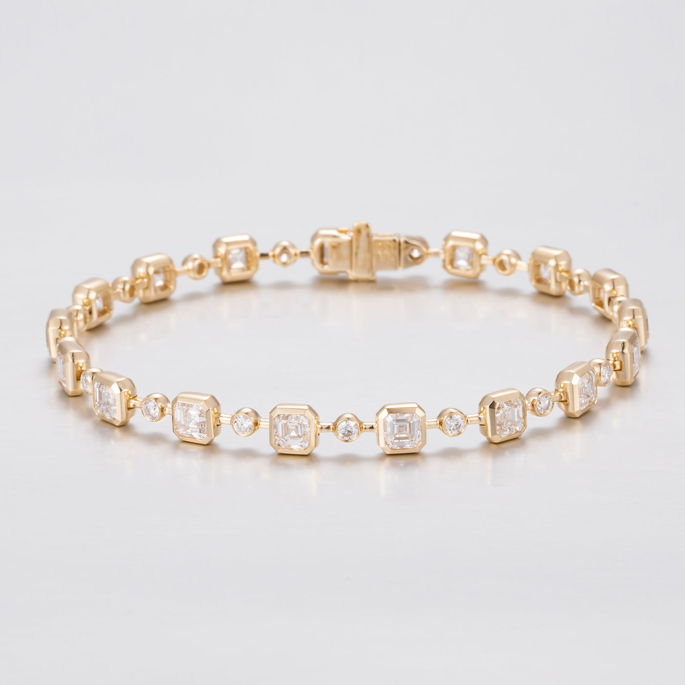 Asscher Bezel Lab-Created Diamond Bracelet, 14K Gold